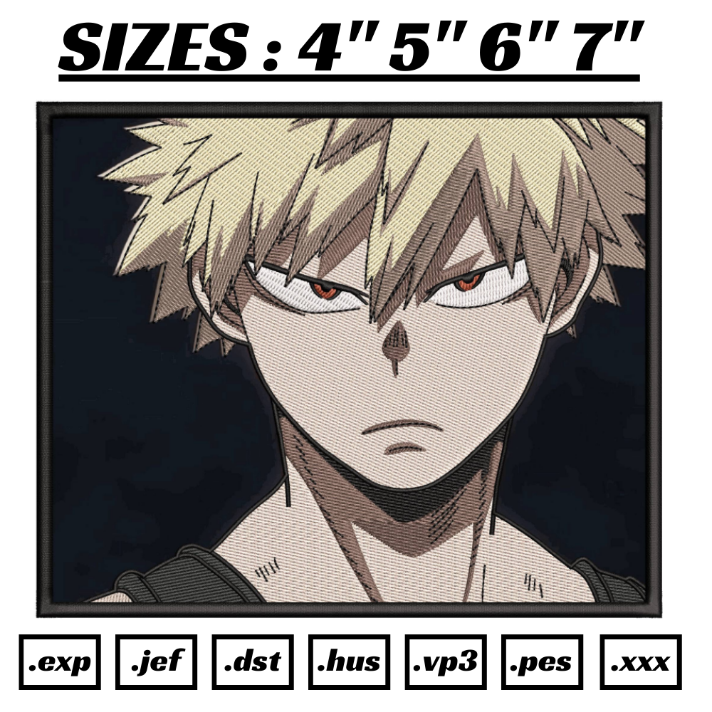 Bakugo Katsuki Box Anime, My Hero Embroidery File, Machine Embroidery Files, Embroidery shirt, Digital download