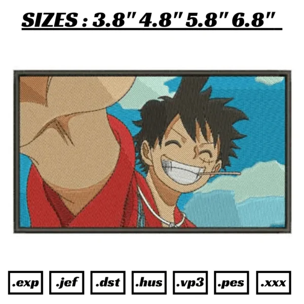 Luffy Smile Anime Embroidery Design