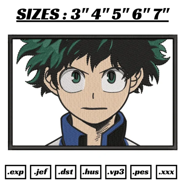 Izuku Midoriya embroidery design, My hero academia embroidery,