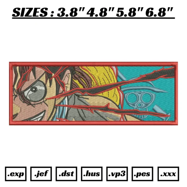 One Piece Rectangle Anime Embroidery Design