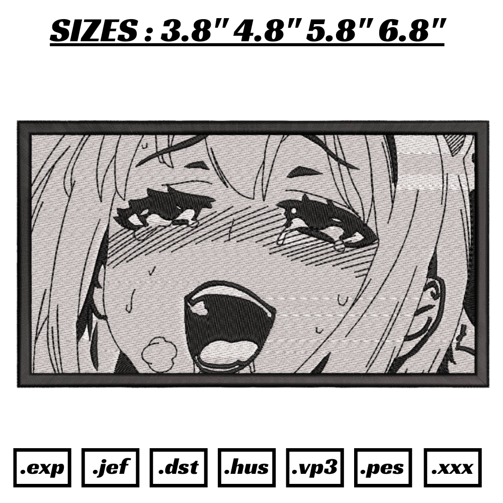 Girl Embroidery Design File / Hentai Girl Anime Embroidery Design/ Ahegao Anime Machine embroidery