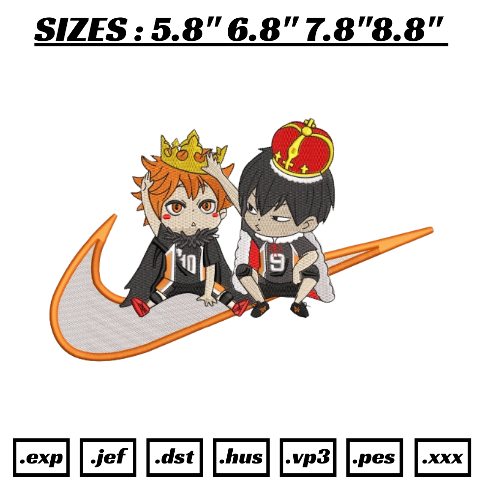 Hinata and Tobio Embroidery design file pes. Haikyuu Anime Machine embroidery pattern, Anime Pes Design Brother