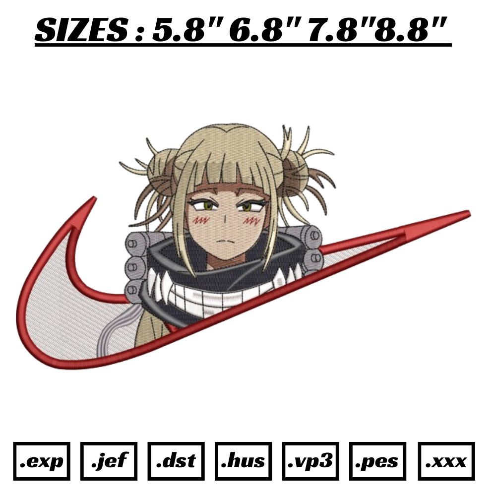 Himiko Toga Embroidery Design File, My Hero Academia Anime Embroidery Design, Himiko Toga Anime Pes Design Brother