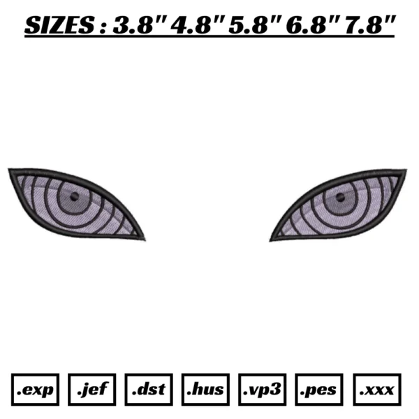 Rinnegan Eyes Anime Embroidery Design